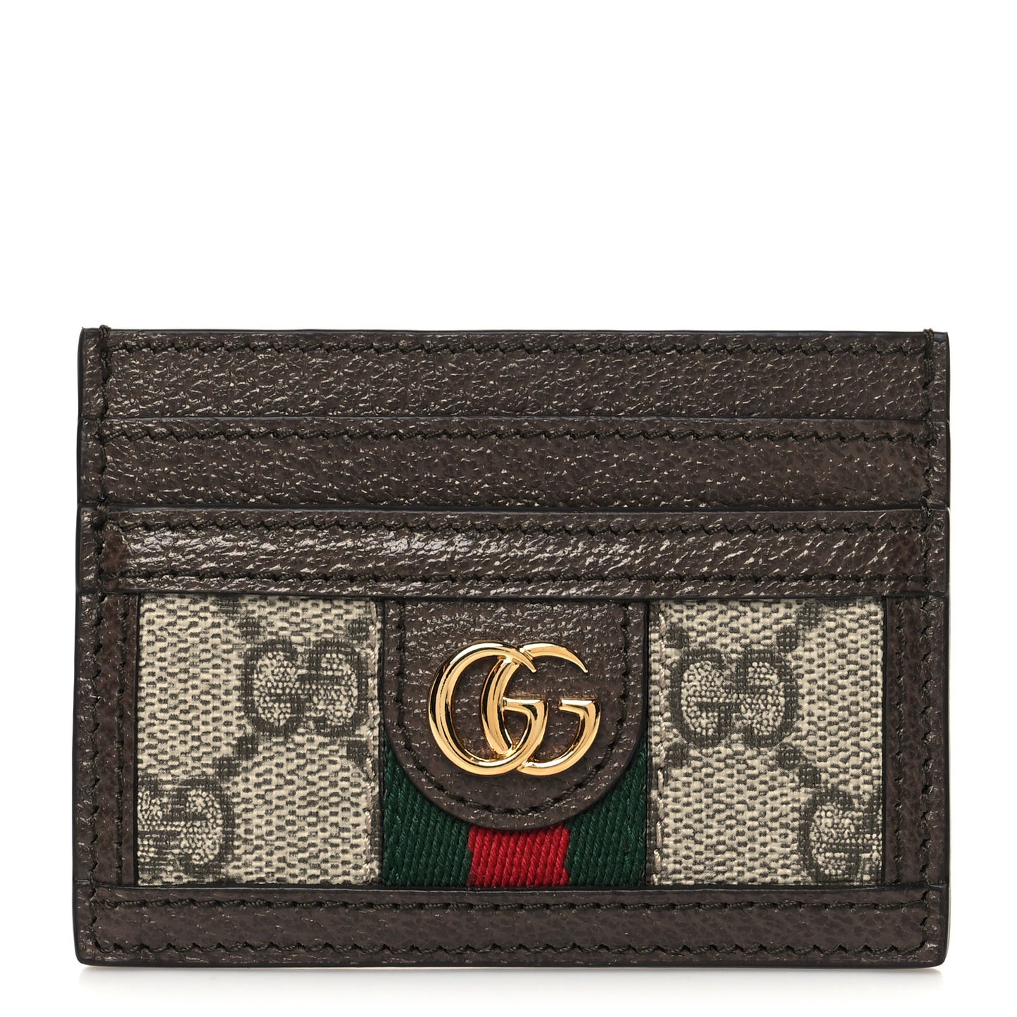 GG Supreme Monogram Ophidia Card Holder Brown