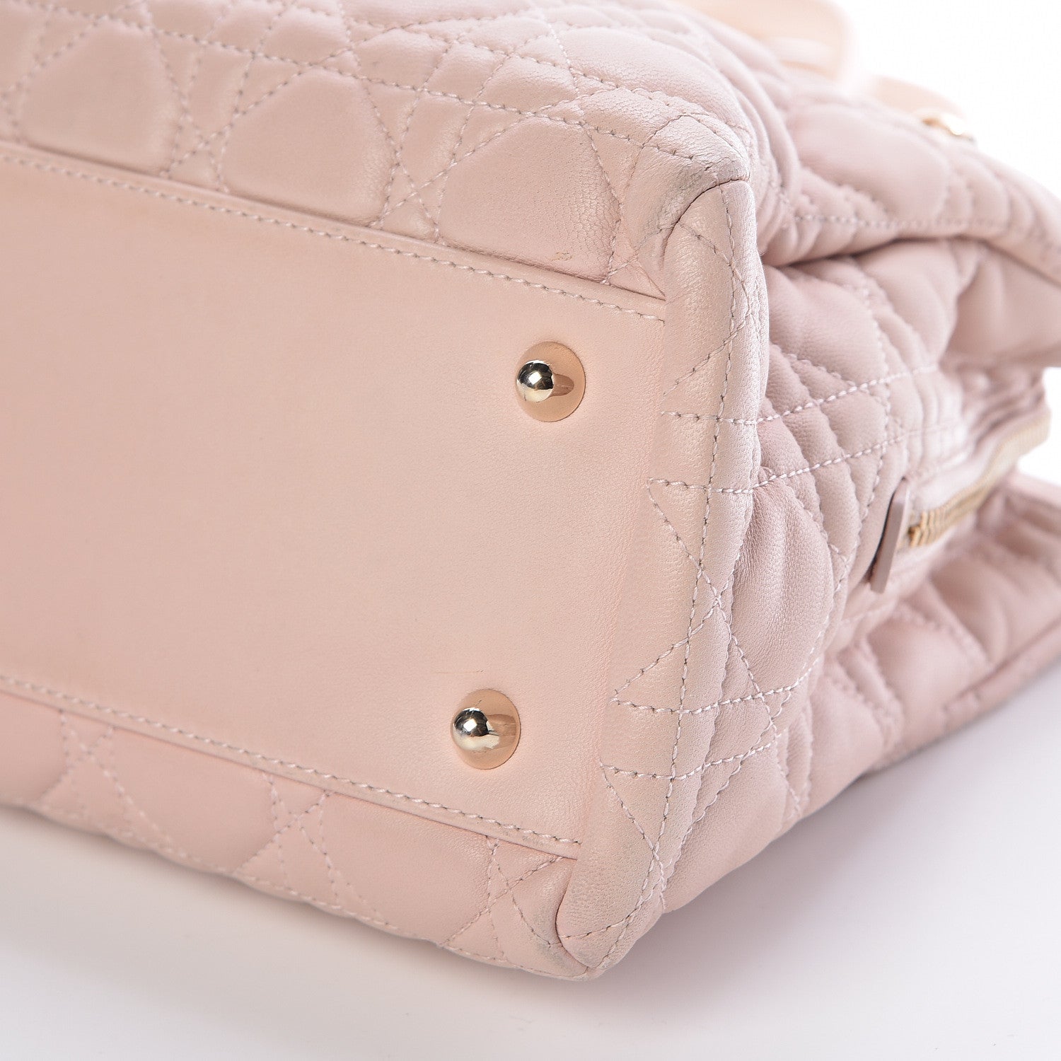 Christian Dior Lambskin Cannage Small Dior Soft Zipped Shopping Tote Light Pink 9 of 10