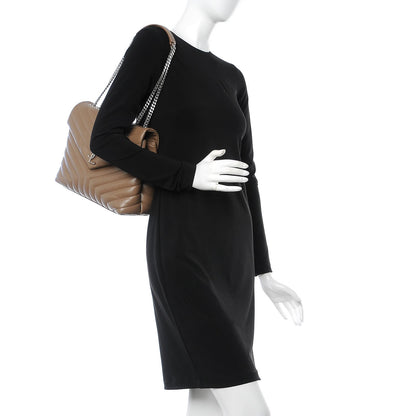 Saint Laurent Calfskin Y Quilted Monogram Medium Loulou Chain Satchel Desert Storm 2 of 7