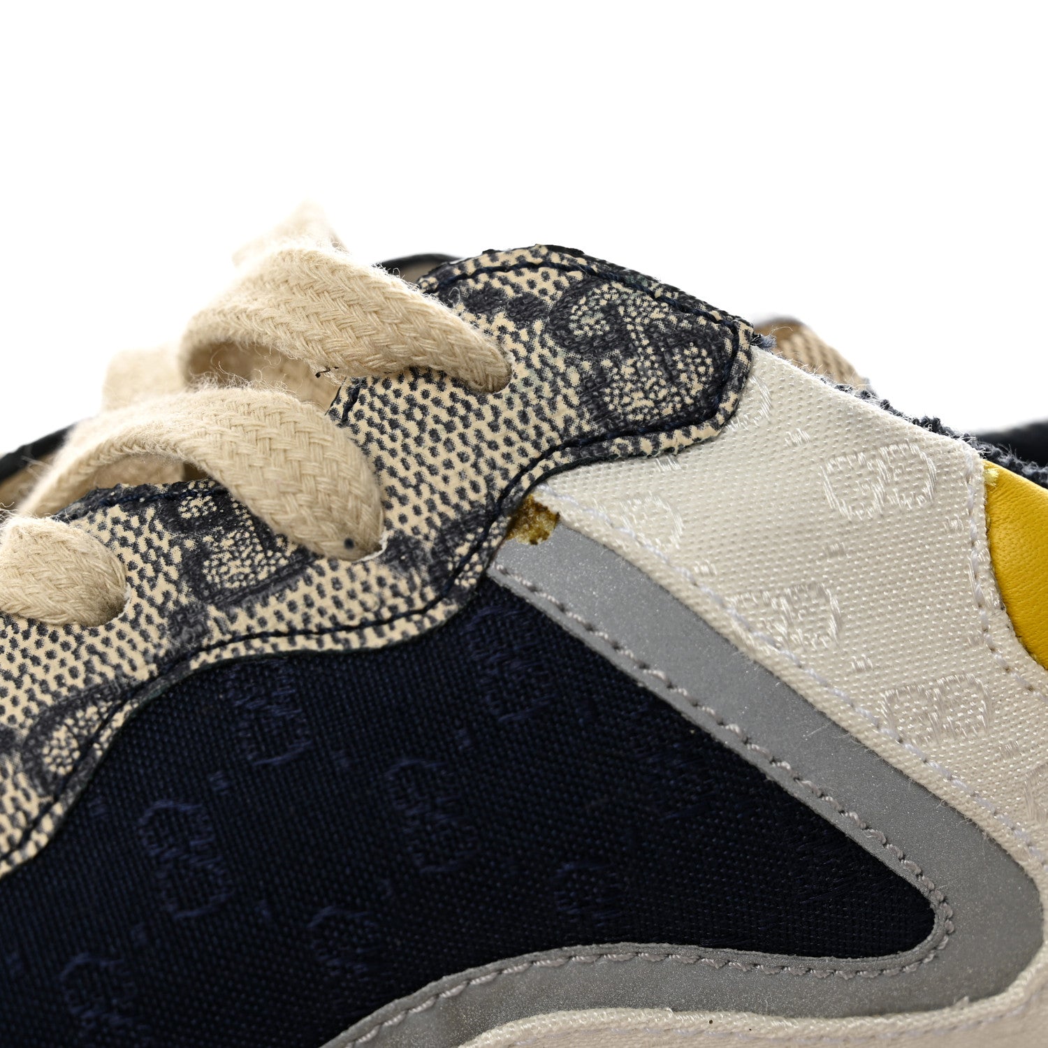 Gucci GG Supreme Monogram Mix Monogram Mens Rhyton Sneakers 5.5 London Blue Beige Sun Yellow 14 of 17