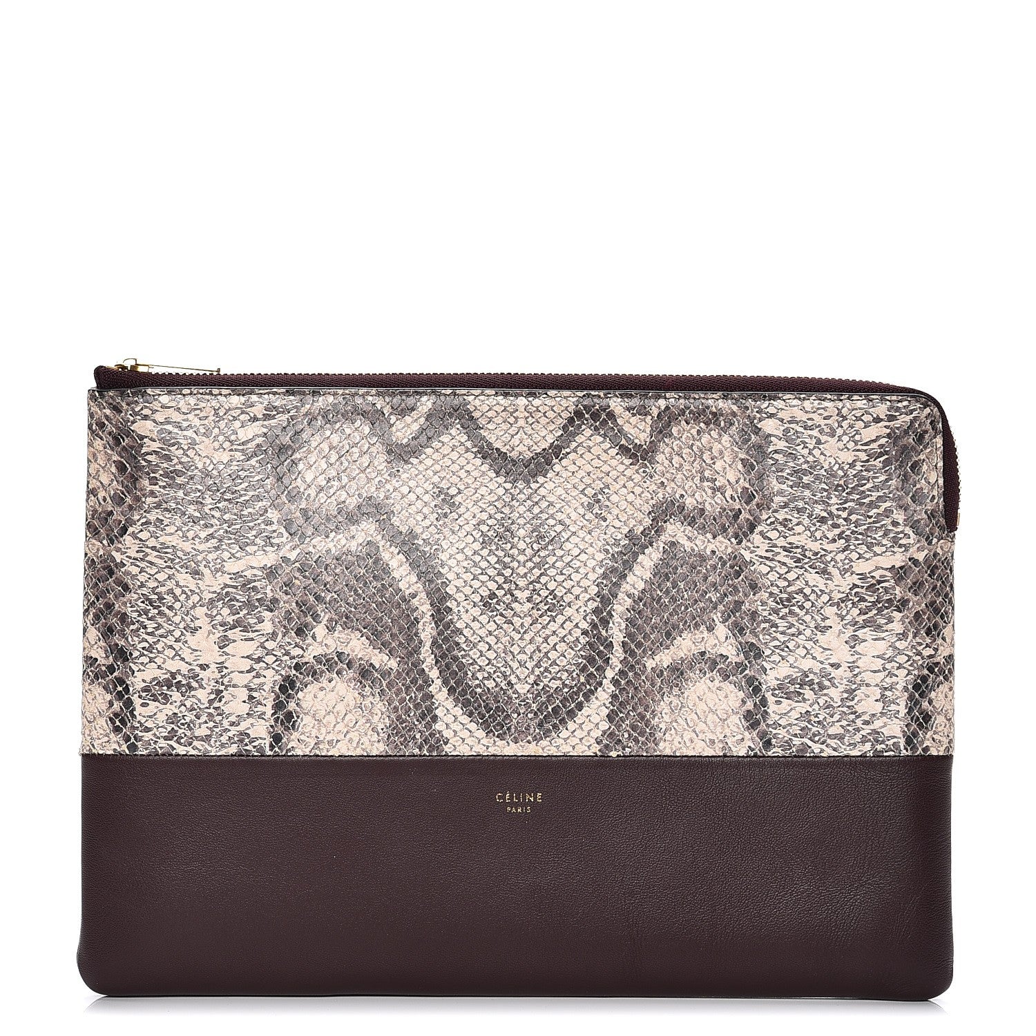 Celine Python Lambskin Solo Clutch Pouch Burgundy 1 of 8