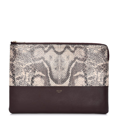 Celine Python Lambskin Solo Clutch Pouch Burgundy 1 of 8