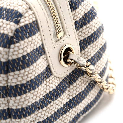 Chanel Printed Fabric Clutch With Chain Light Beige Dark Blue 11 of 12