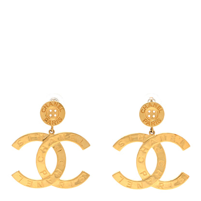 Chanel Metal Large Paris Button Earrings Gold 1 of 5