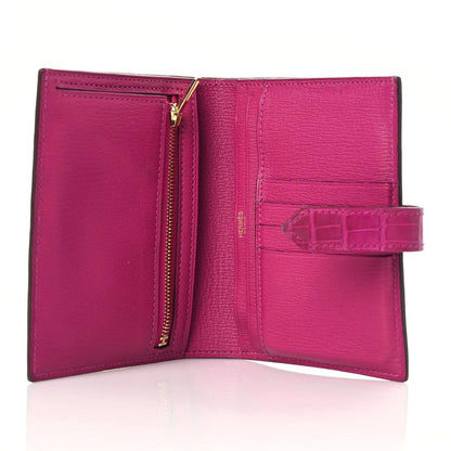 Hermes Matte Alligator Bearn Compact Wallet Rose Scheherazade 11 of 19