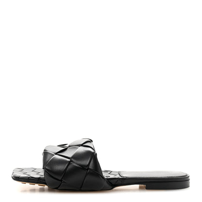 Bottega Veneta Nappa Maxi Intrecciato Lido Flat Sandals 40 Black 1 of 8