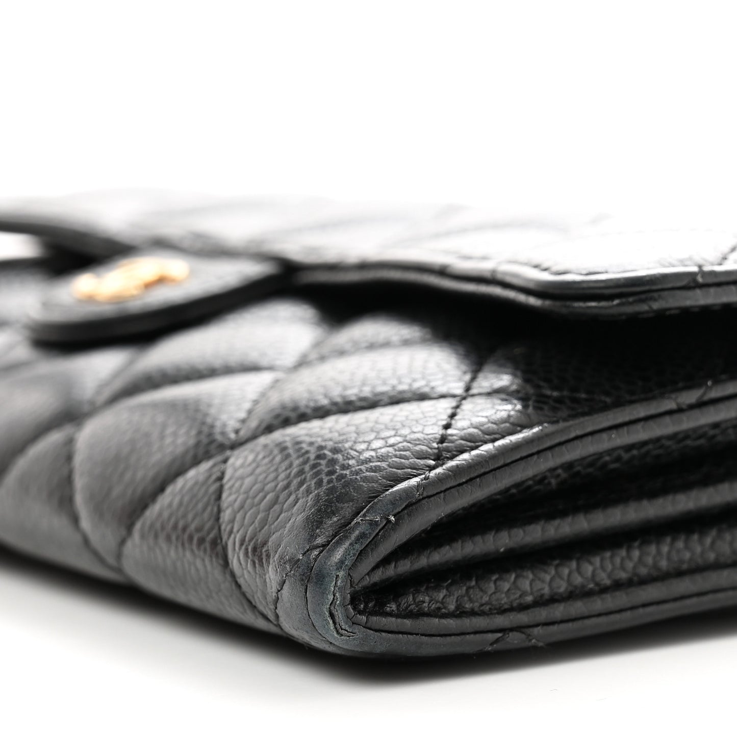 Caviar Quilted Large Flap Wallet Black