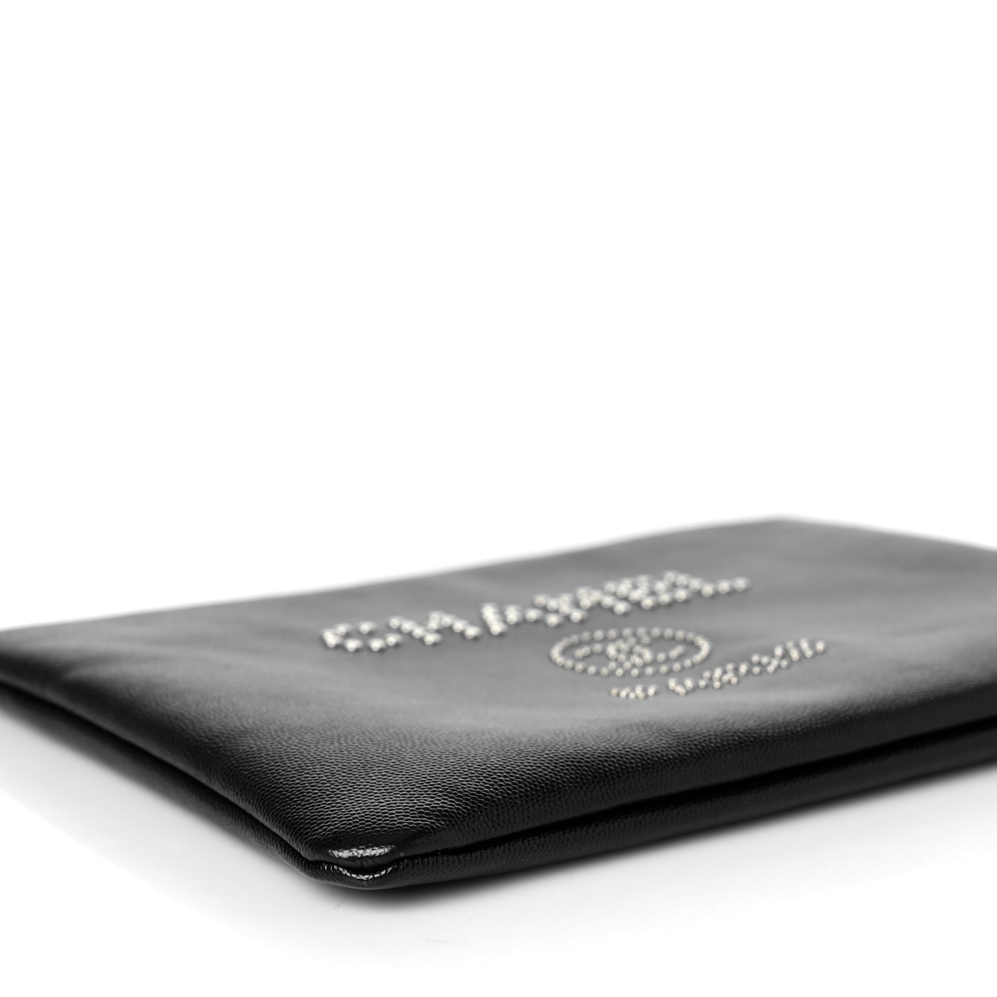 Caviar Studded Medium Deauville Pouch Black