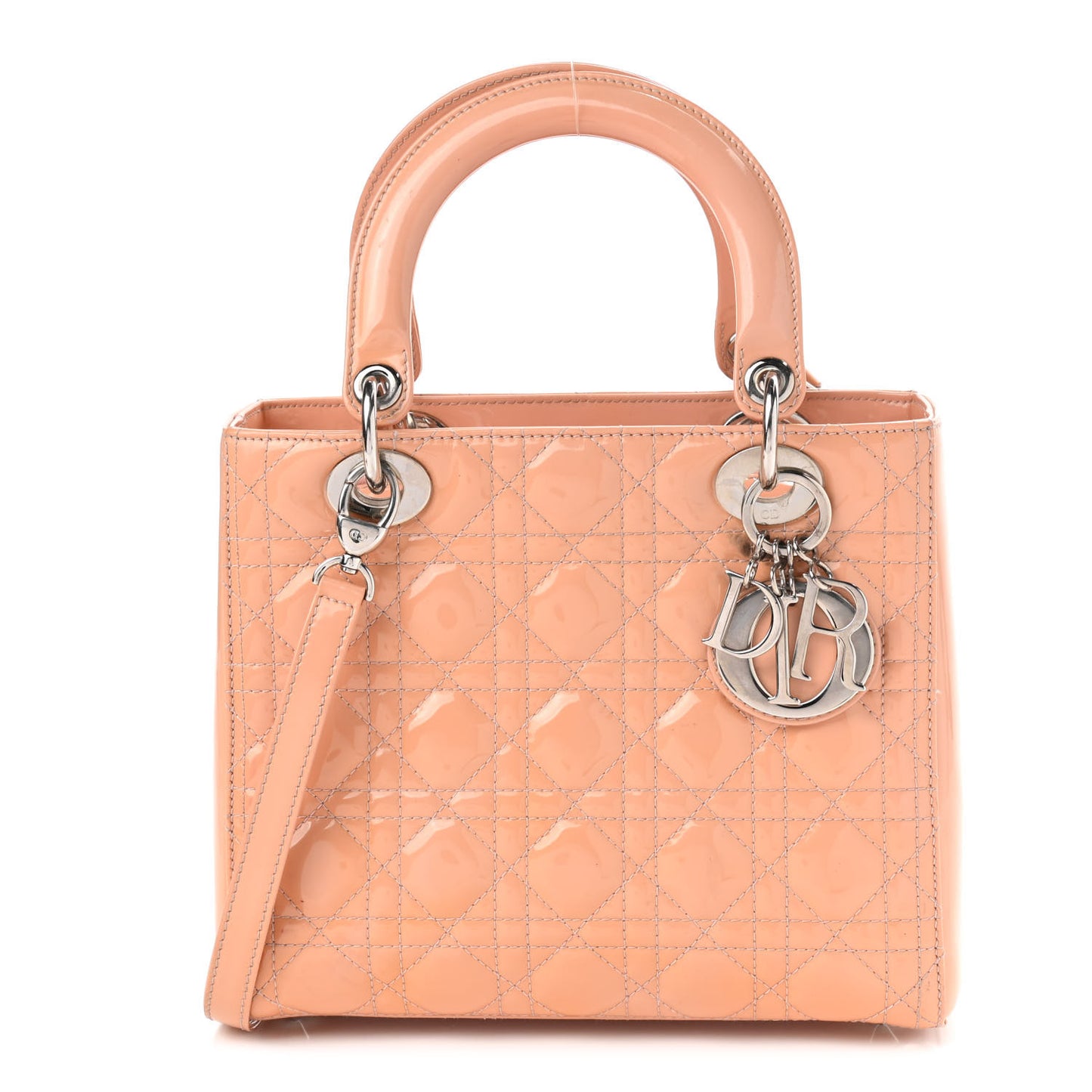 Patent Cannage Medium Lady Dior Pale Pink