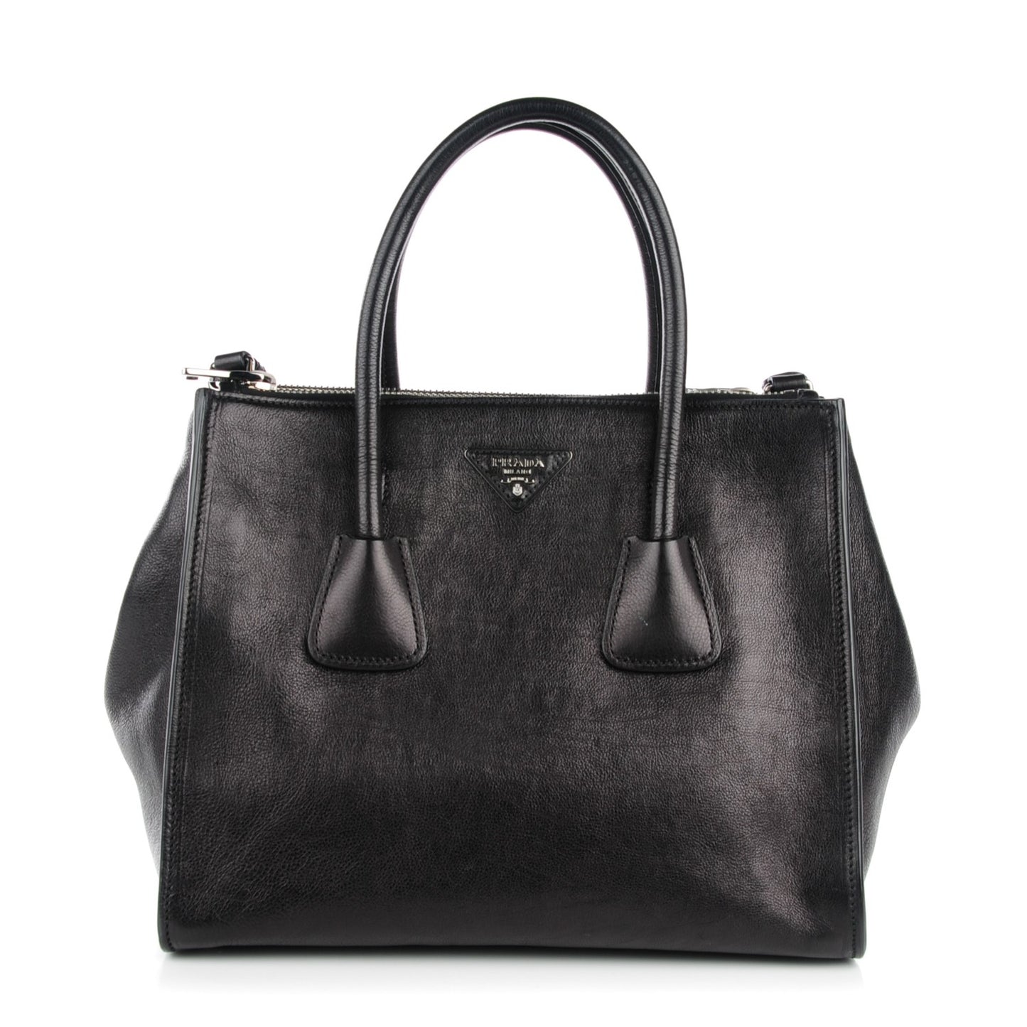 Glace Calf Twin Pocket Tote Nero Black
