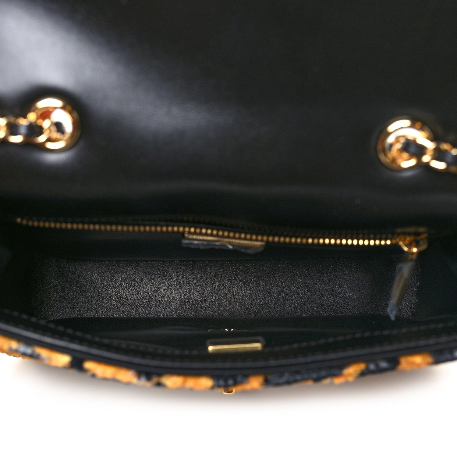 Chanel Sequin Mixed Fibers Leopard Print Mini Rectangular Flap Black Orange 5 of 11