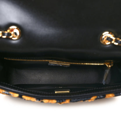 Chanel Sequin Mixed Fibers Leopard Print Mini Rectangular Flap Black Orange 5 of 11