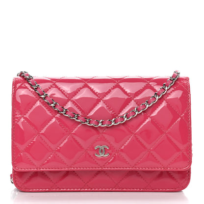 Chanel Patent Quilted Wallet On Chain WOC Fuchsia 1 of 11