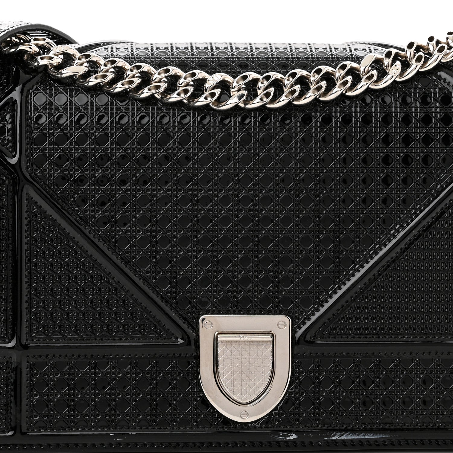 Christian Dior Metallic Patent Micro-Cannage Medium Diorama Flap Bag Graphite 7 of 10