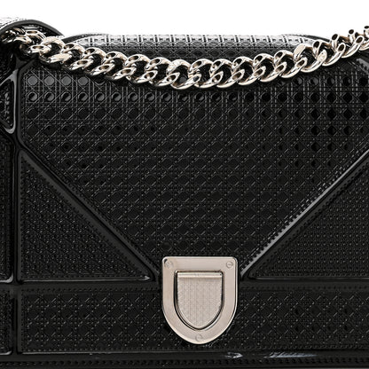 Christian Dior Metallic Patent Micro-Cannage Medium Diorama Flap Bag Graphite 7 of 10