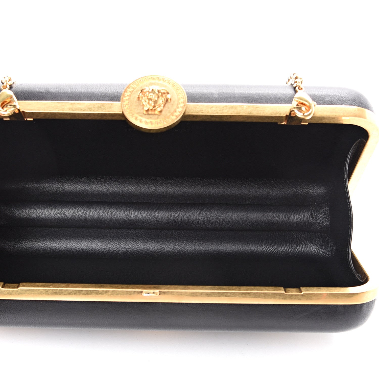Versace Nappa Medallion Tribute Evening Clutch Chain Black 4 of 8