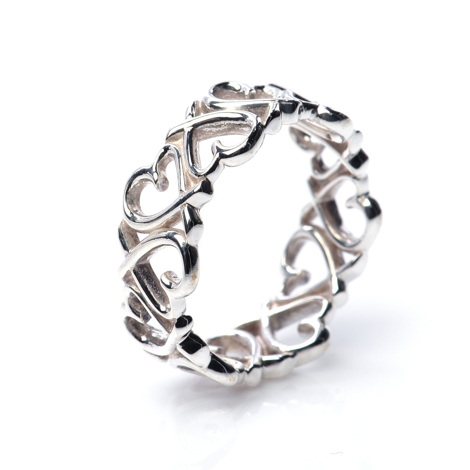 Tiffany Sterling Silver Paloma Picasso Loving Heart Band Ring 54 7 4 of 5