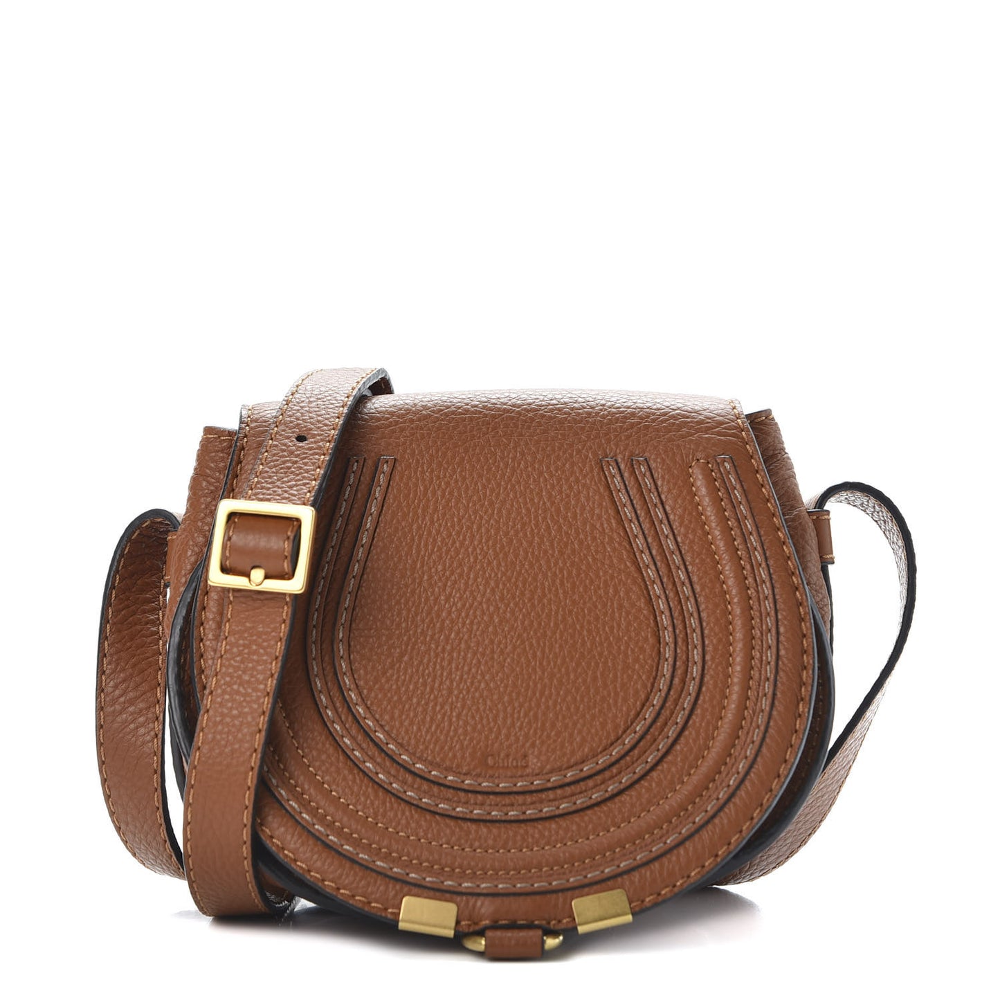 Calfskin Mini Marcie Round Crossbody Bag Tan