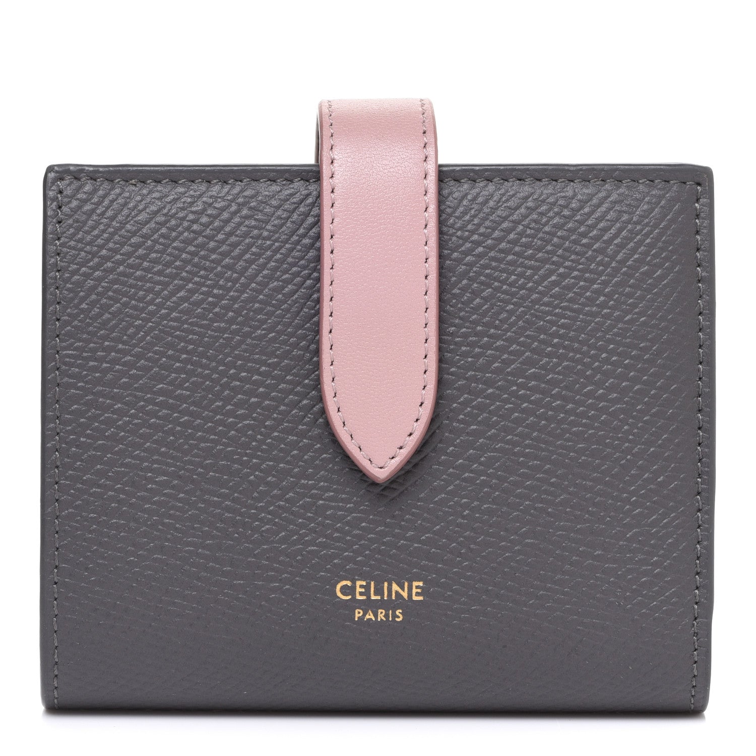 Celine Grained Calfskin Small Multifunction Strap Wallet Grey Vintage Pink 1 of 7