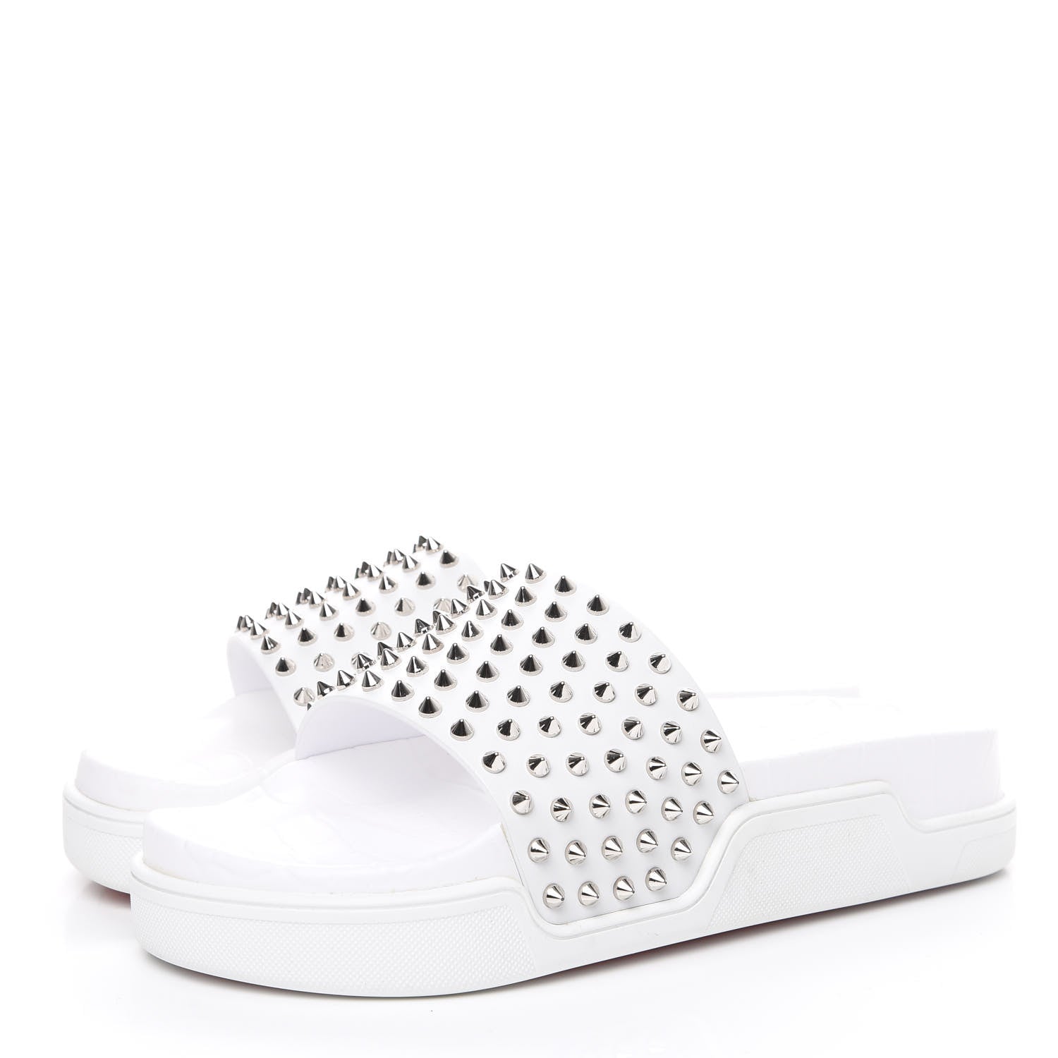 Christian Louboutin Calfskin Donna Studded Pool Fun Platform Flat Slide Sandals 41.5 White 3 of 8