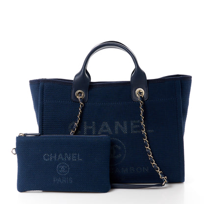 Chanel Mixed Fibers Small Deauville Tote Navy 3 of 13