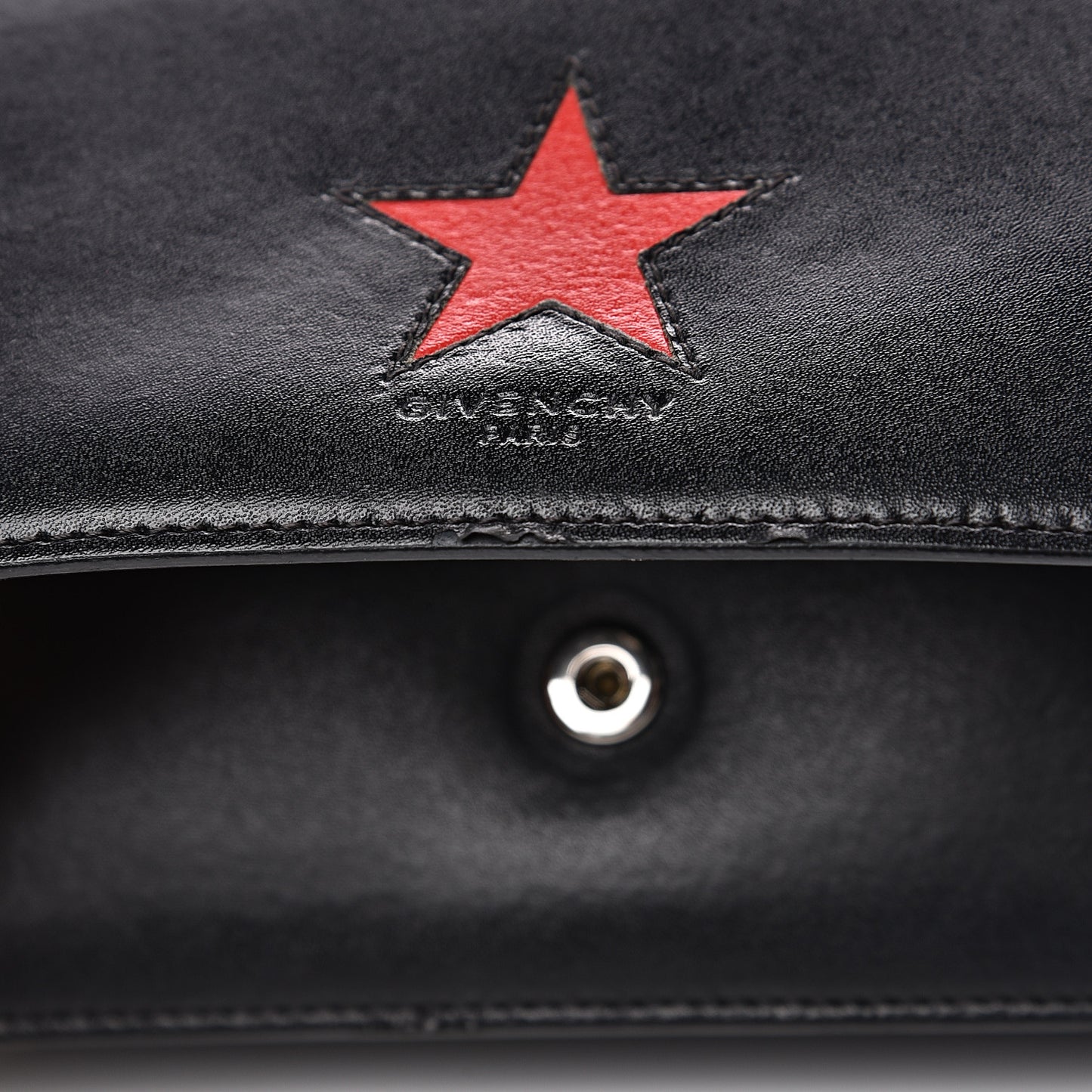 Calfskin Star Pandora Chain Wallet Black