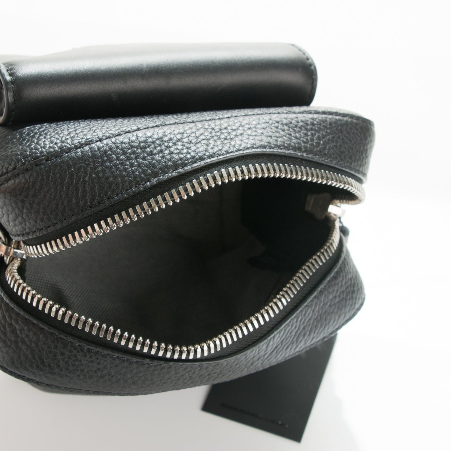 Pebbled Calfskin Prisma Pocket Crossbody Black