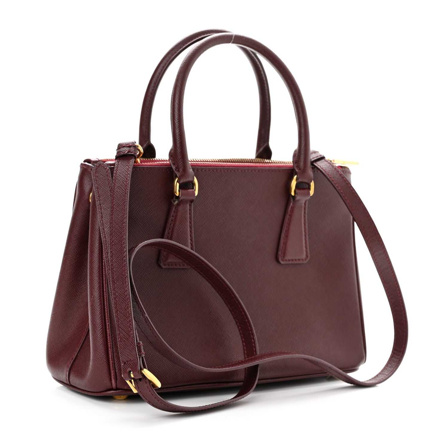 Saffiano Mini Galleria Double Zip Tote Granato