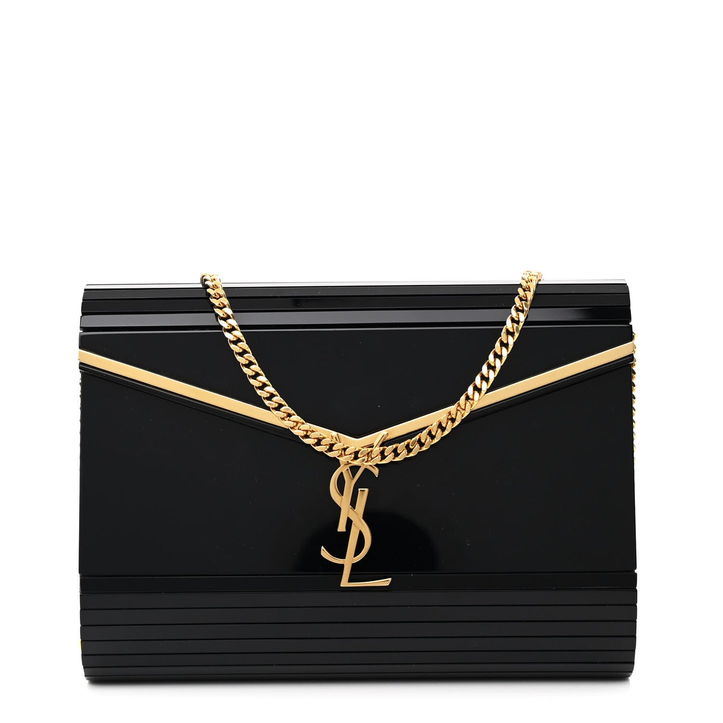 Plexiglass Monogram Vicky Minaudiere Clutch Black
