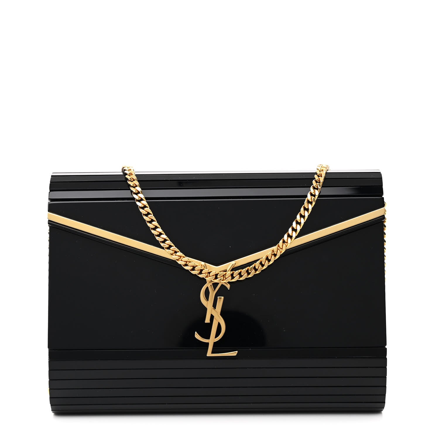 Saint Laurent Plexiglass Monogram Vicky Minaudiere Clutch Black 1 of 11