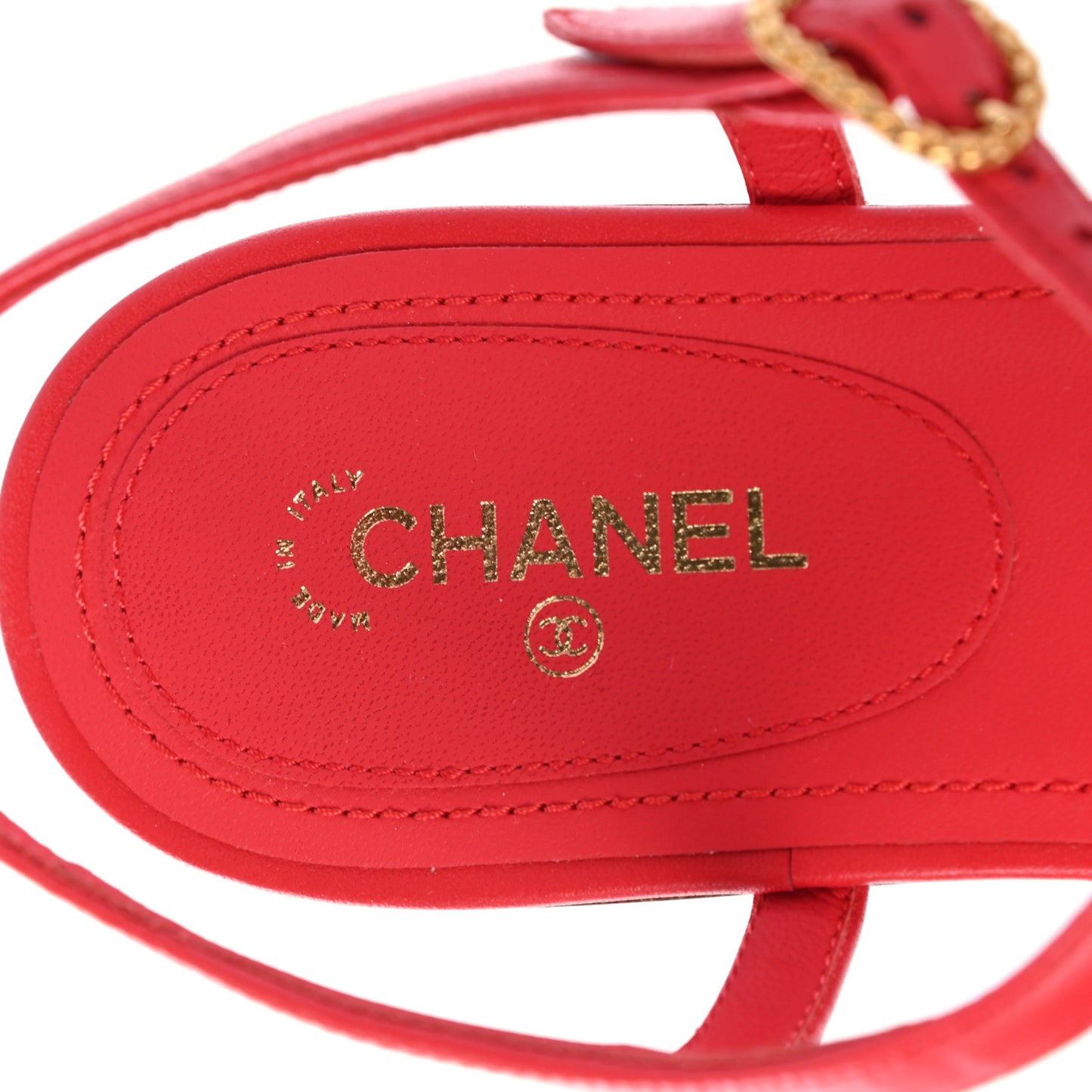 Lambskin CC Logo Thong Sandals 40 Red