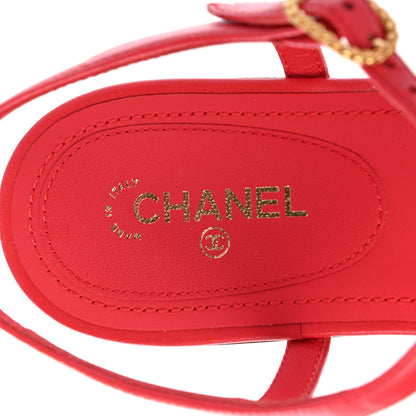 Chanel Lambskin CC Logo Thong Sandals 40 Red 7 of 7