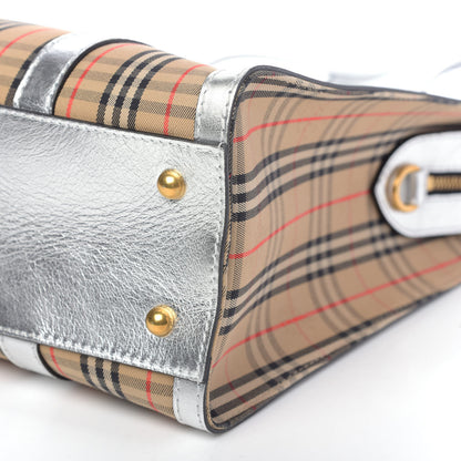 Burberry Metallic Calfskin Medium 1983 Knight Check Link Tote Silver 9 of 9