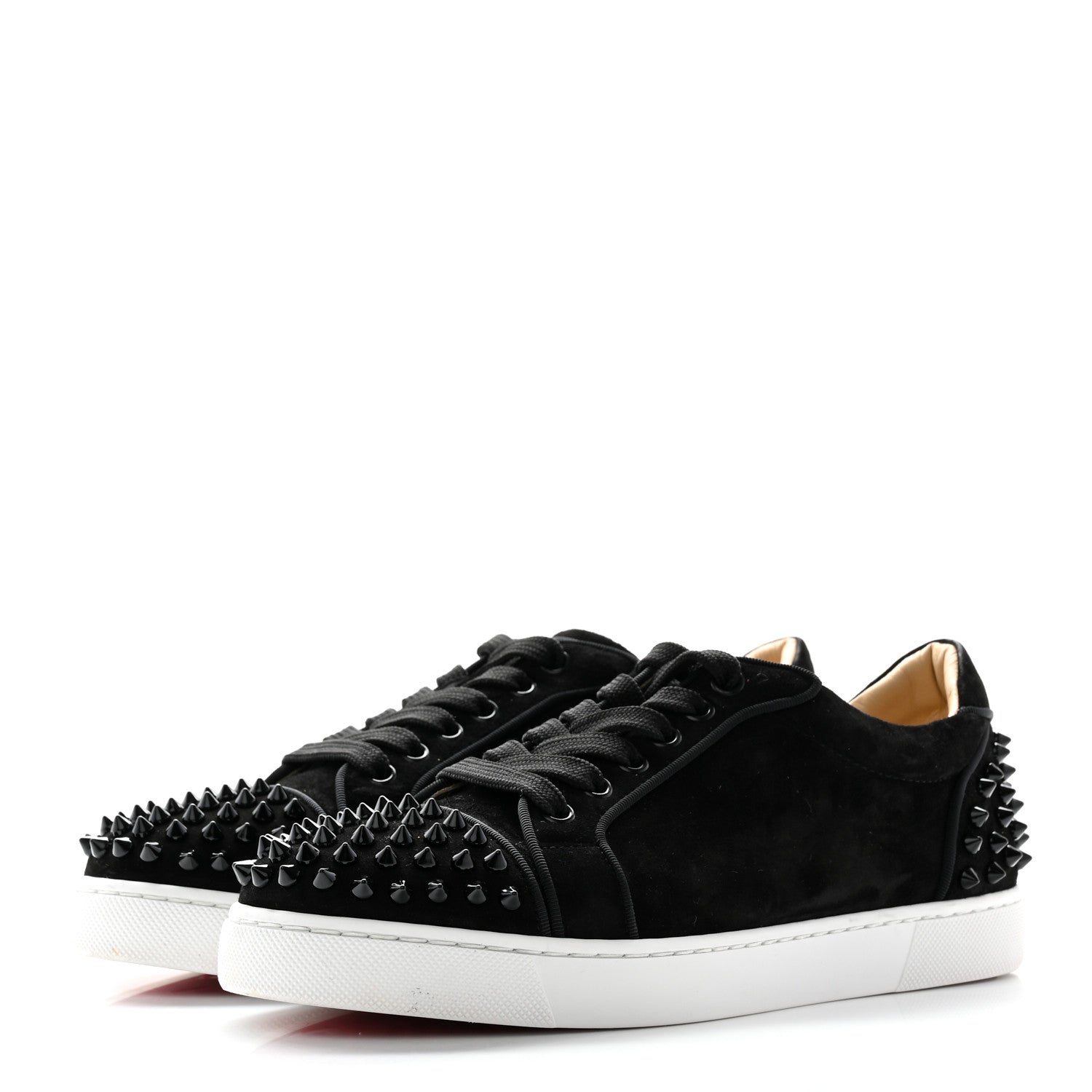 Christian Louboutin Veau Velours Spikes Womens Vieira Flat Sneakers 37 Black 3 of 14