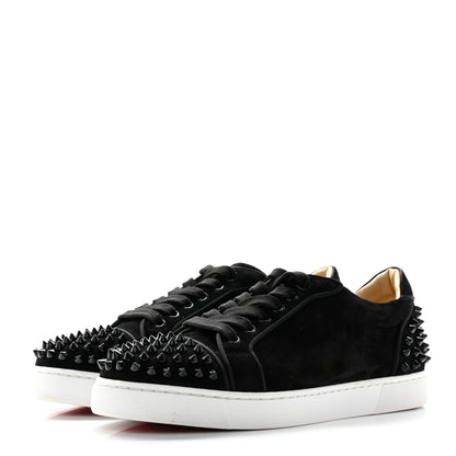 Christian Louboutin Veau Velours Spikes Womens Vieira Flat Sneakers 37 Black 3 of 14
