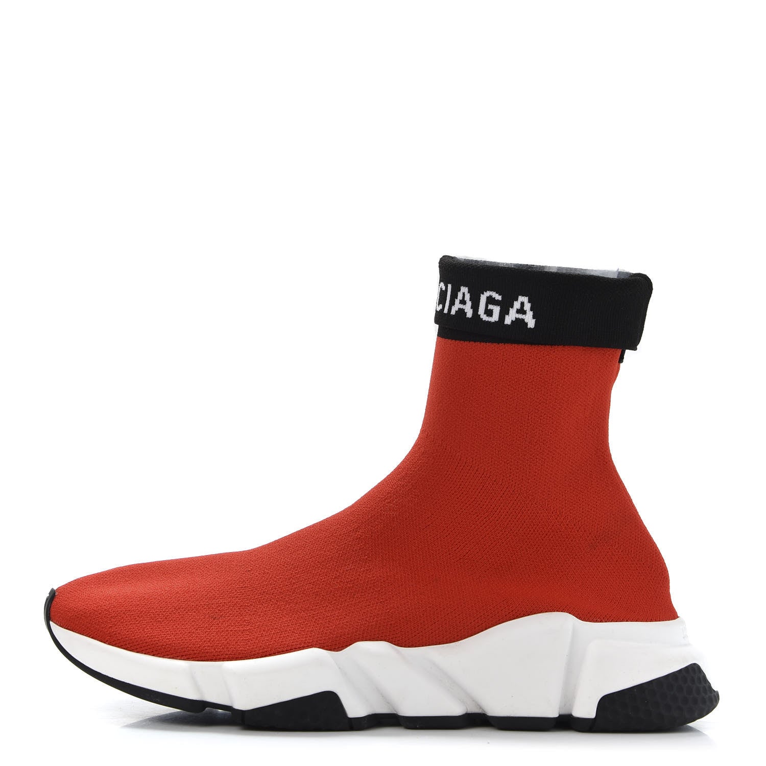 Balenciaga Neoprene Knit Mens Speed Cuffed Sneakers 39 Red Black White 1 of 12