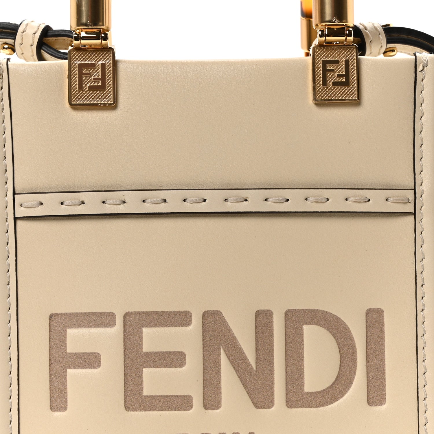 Fendi Vitello King Plexiglass Logo Embossed Mini Fendi Sunshine Shopper Tote White Ice 8 of 10