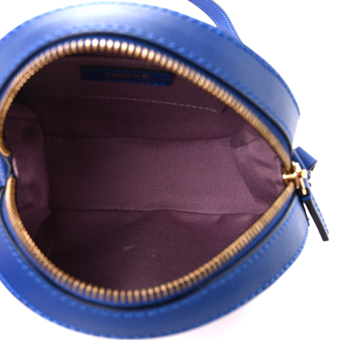 Calfskin La Medusa Round Camera Bag Blue