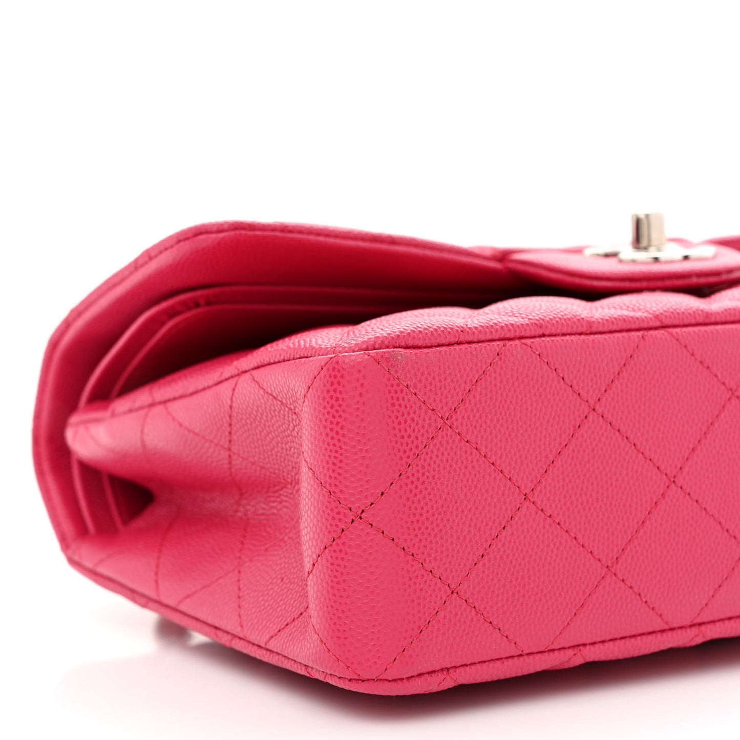 Caviar Quilted Small Double Flap Fuchsia