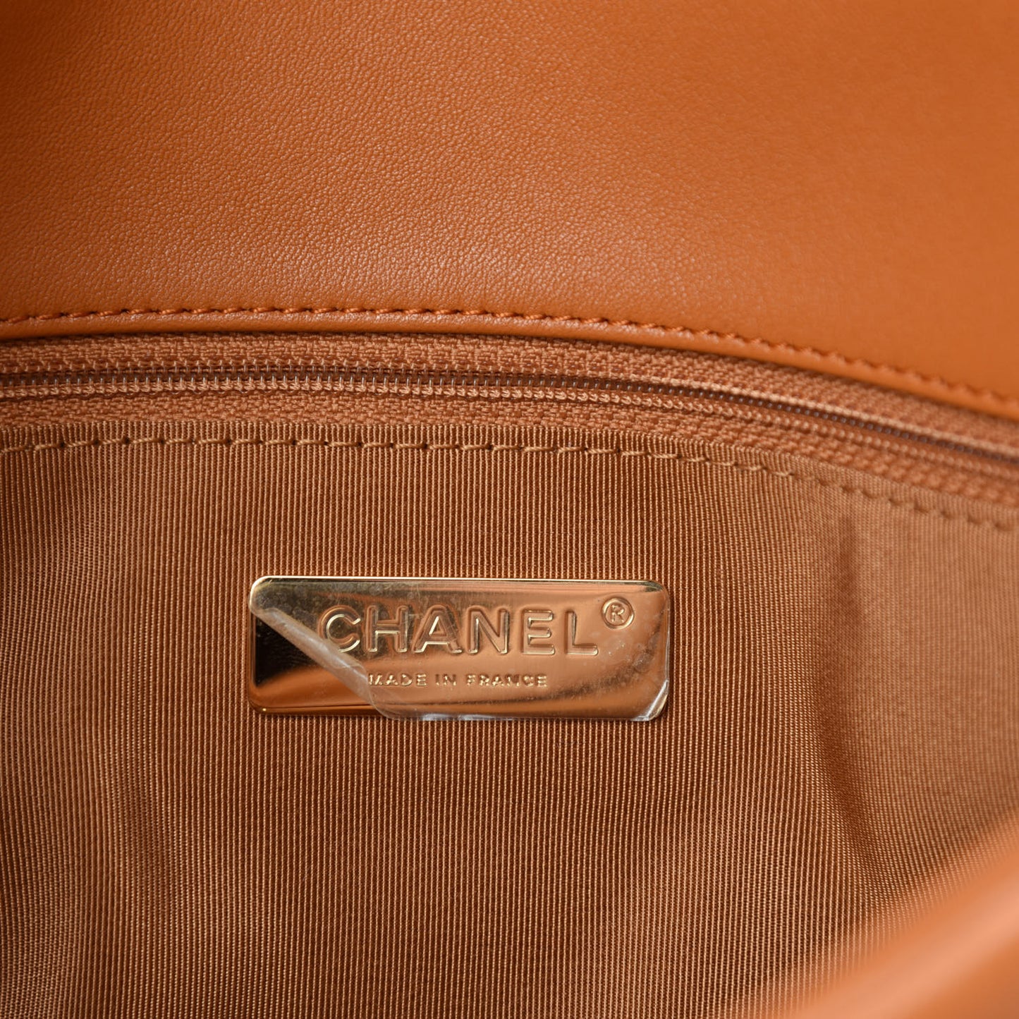 Lambskin Quilted Medium Chanel 19 Flap Light Brown