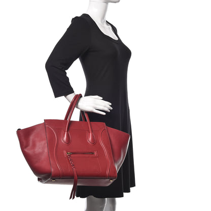 Celine Supple Calfskin Medium Phantom Luggage Red 2 of 21
