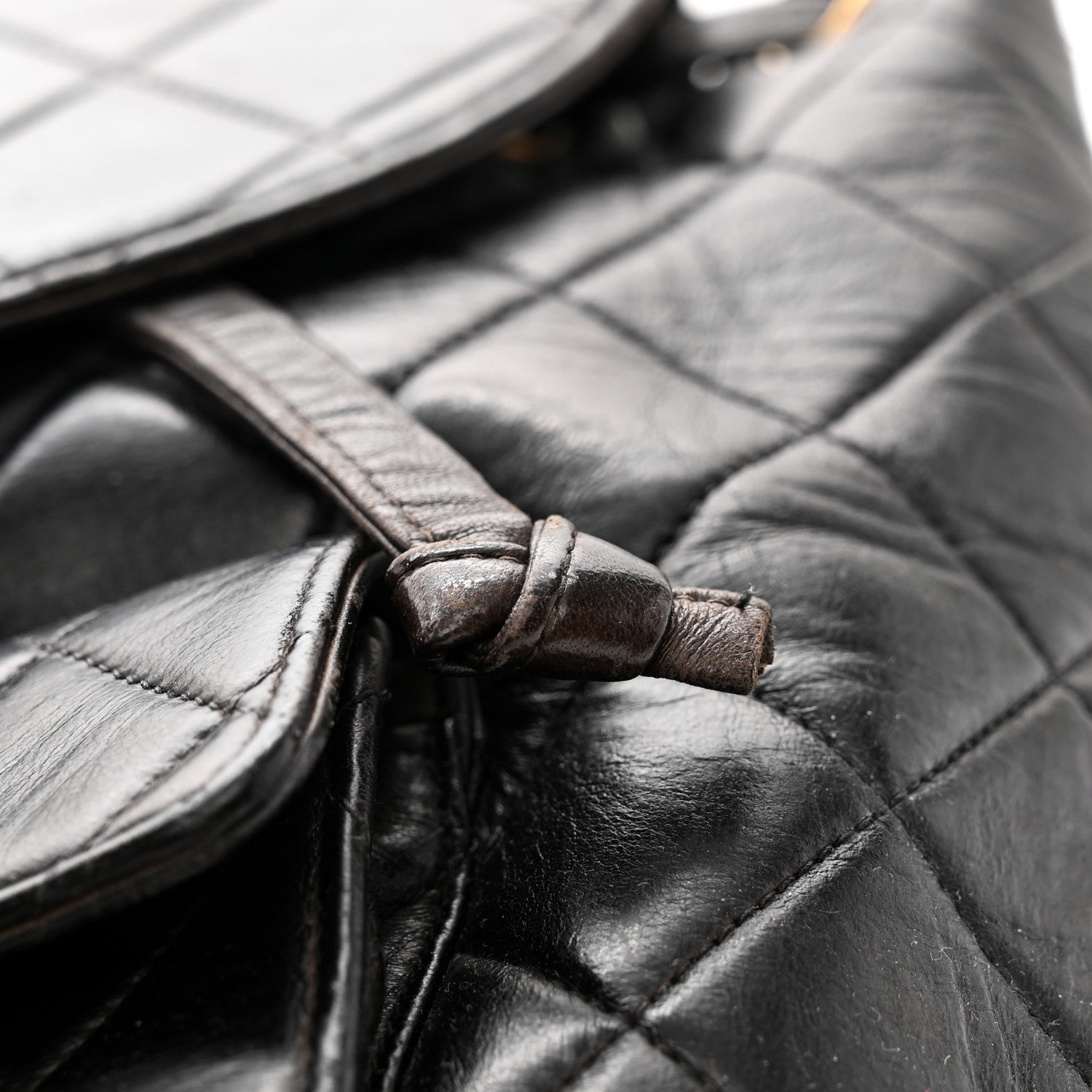 Chanel Lambskin Quilted Drawstring Backpack Black 13 of 13