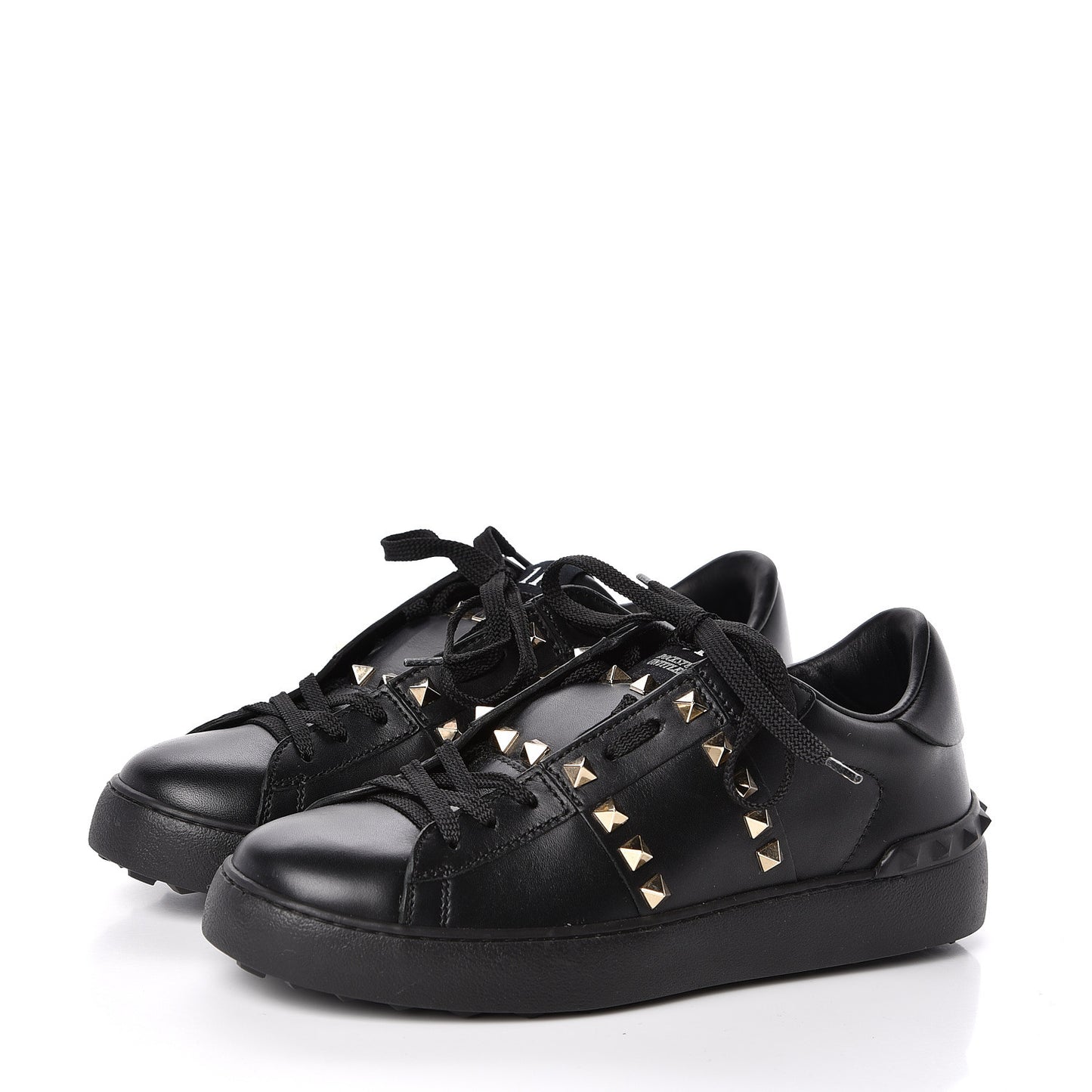 Calfskin Rockstud Untitled Open Sneakers size 37 Black