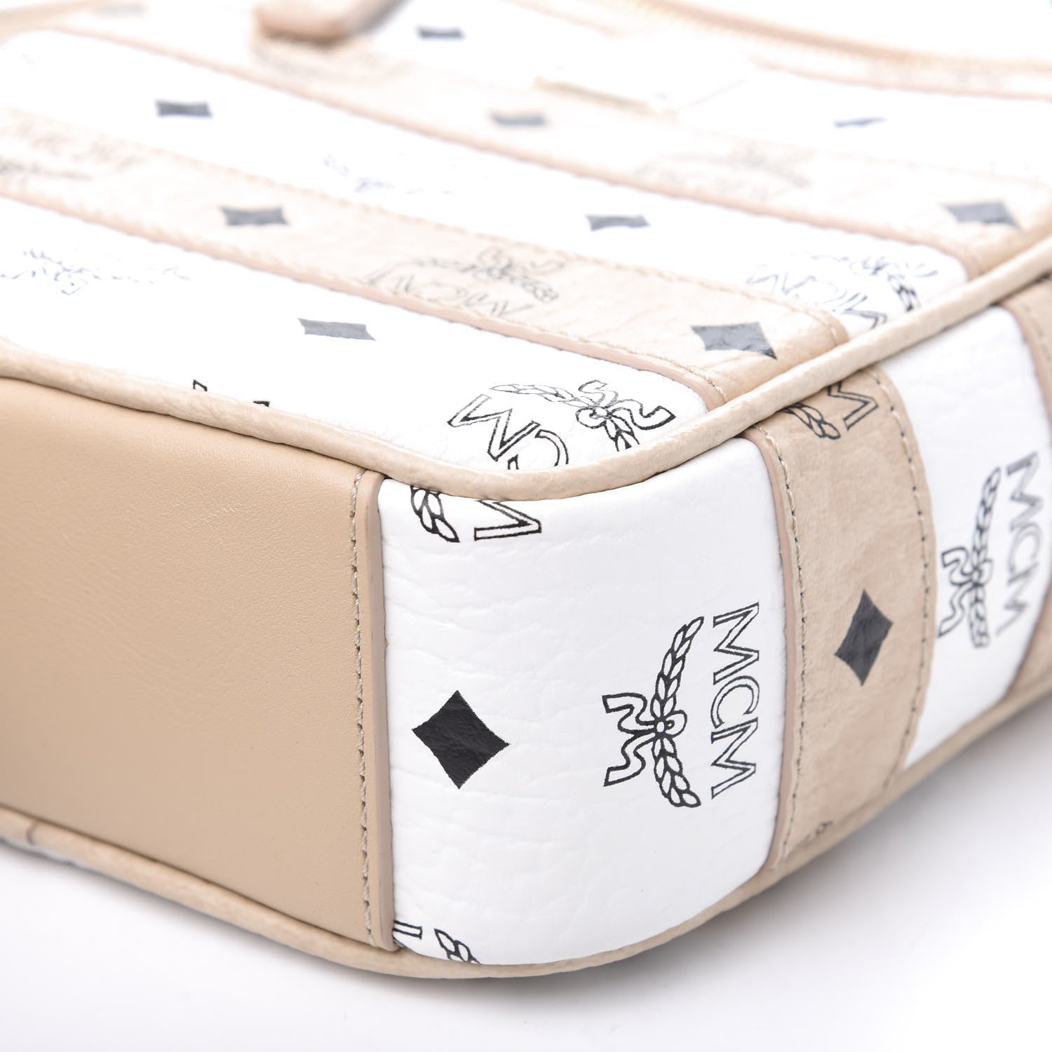 MCM Visetos Spot Crossbody Bag White Beige 9 of 9