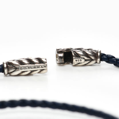 David Yurman Sterling Silver Leather Mens Chevron Triple-Wrap Bracelet Navy 5 of 5