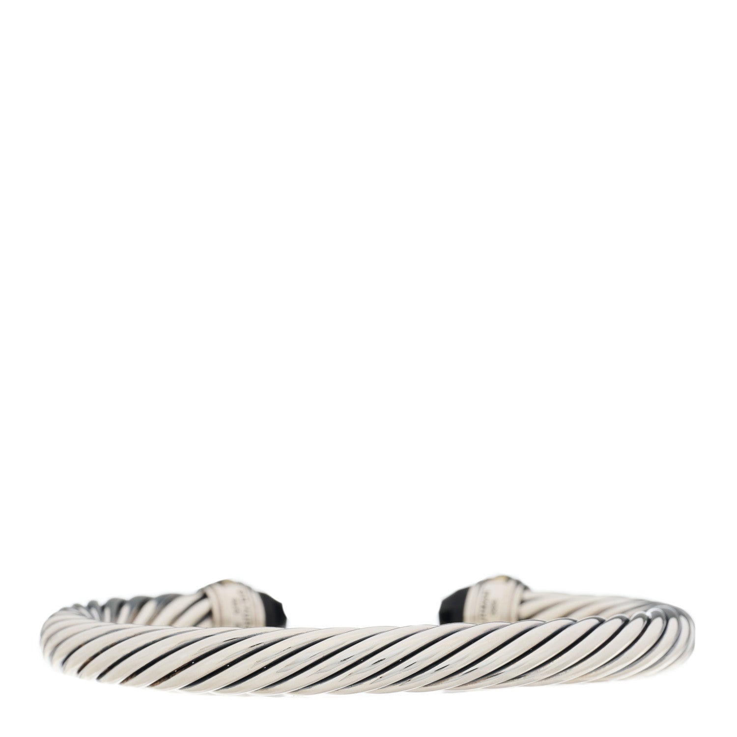 David Yurman Sterling Silver 14K Yellow Gold Black Onyx 7mm Cable Classics Bracelet 2 of 5