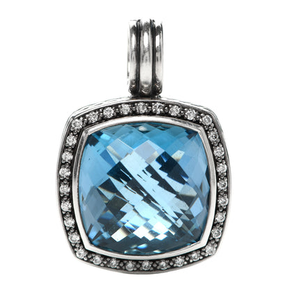 David Yurman Sterling Silver Diamond Blue Topaz 17mm Moonlight Ice Albion Enhancer Pendant 1 of 4