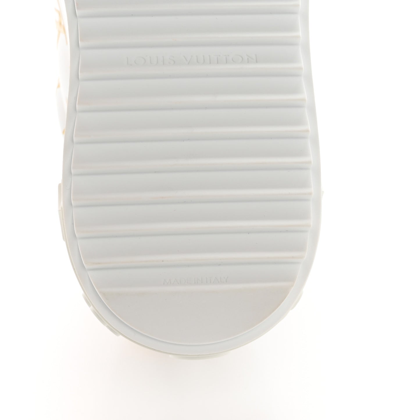 Calfskin Monogram Debossed Logo Time Out Sneakers 37 White Gold
