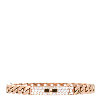 Hermes 18K Rose Gold Diamond PM Kelly Gourmette Bracelet SH 1 of 5