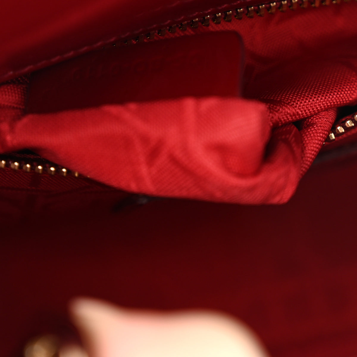 Patent Cannage Mini Lady Dior Red